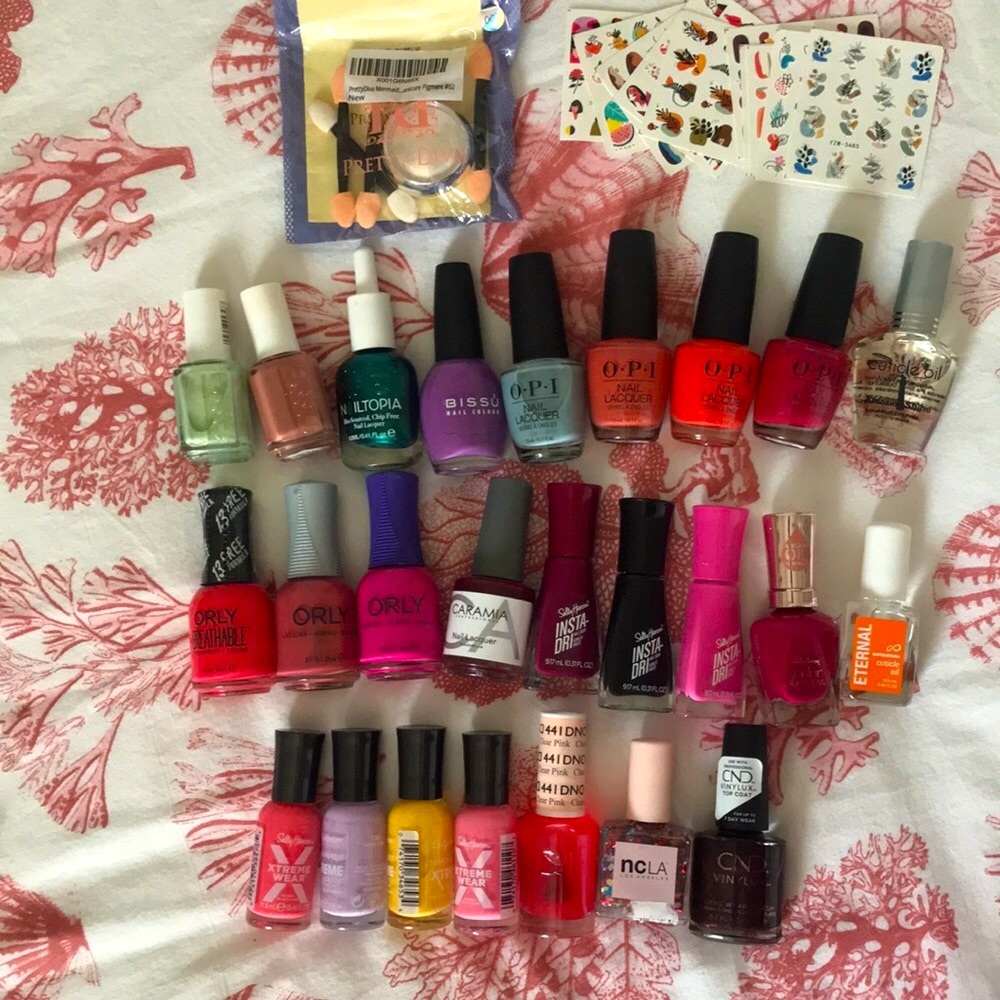 Bundle of Nail Polishes and Nail Art Accessories
